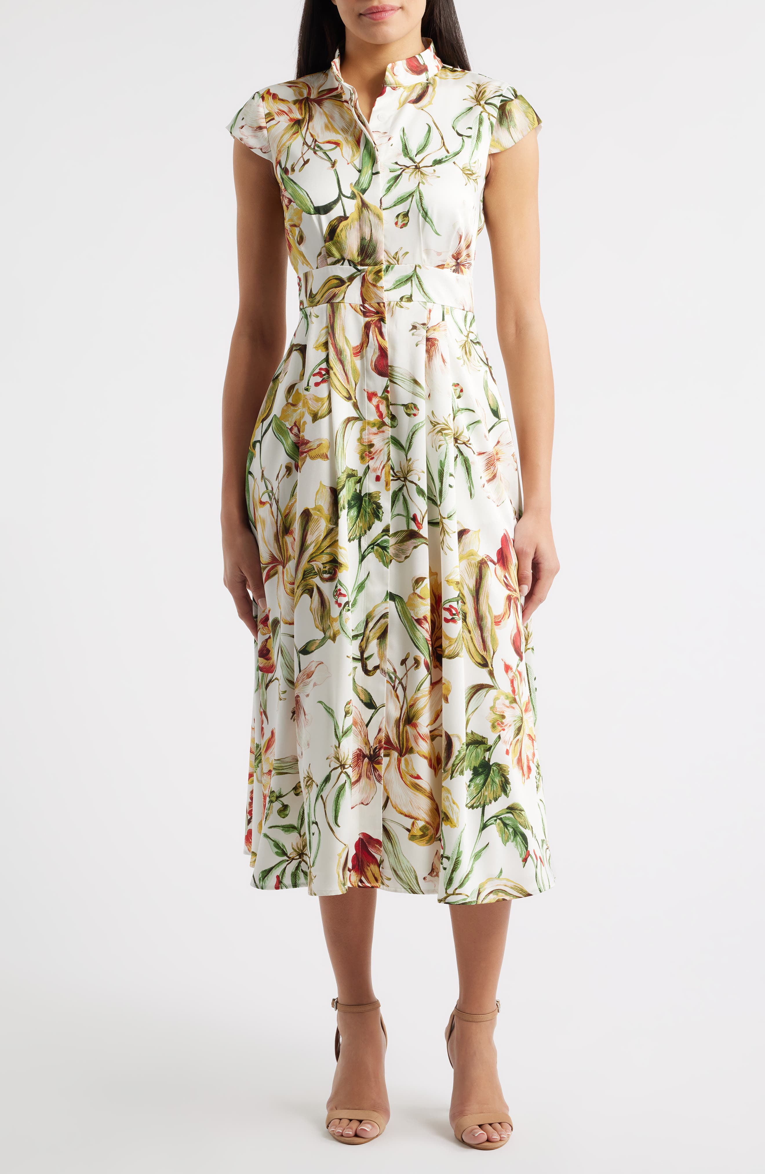 Floral Cap Sleeve Shirtdress