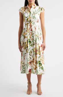 Floral Cap Sleeve Shirtdress