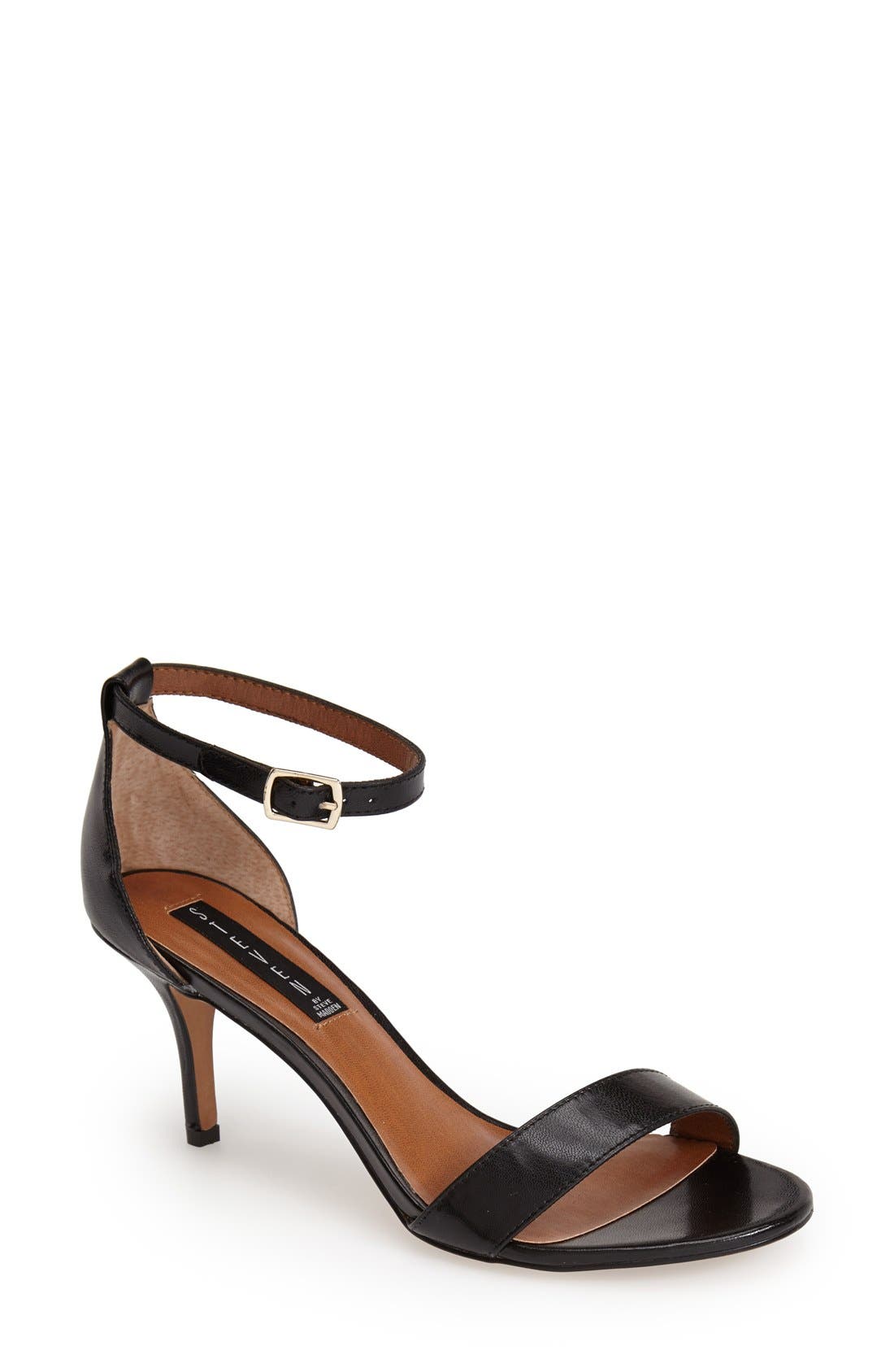 Steven by Steve Madden 'Viienna' Ankle Strap Sandal, Main, color, BLACK LEATHER