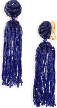 Oscar de la Renta Beaded Tassel Drop Earrings