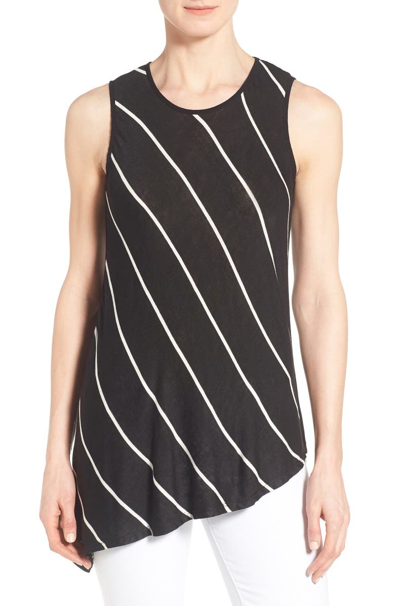 GIBSONLOOK Gibson Asymmetrical Stripe Mixed Media Tank, Main, color,