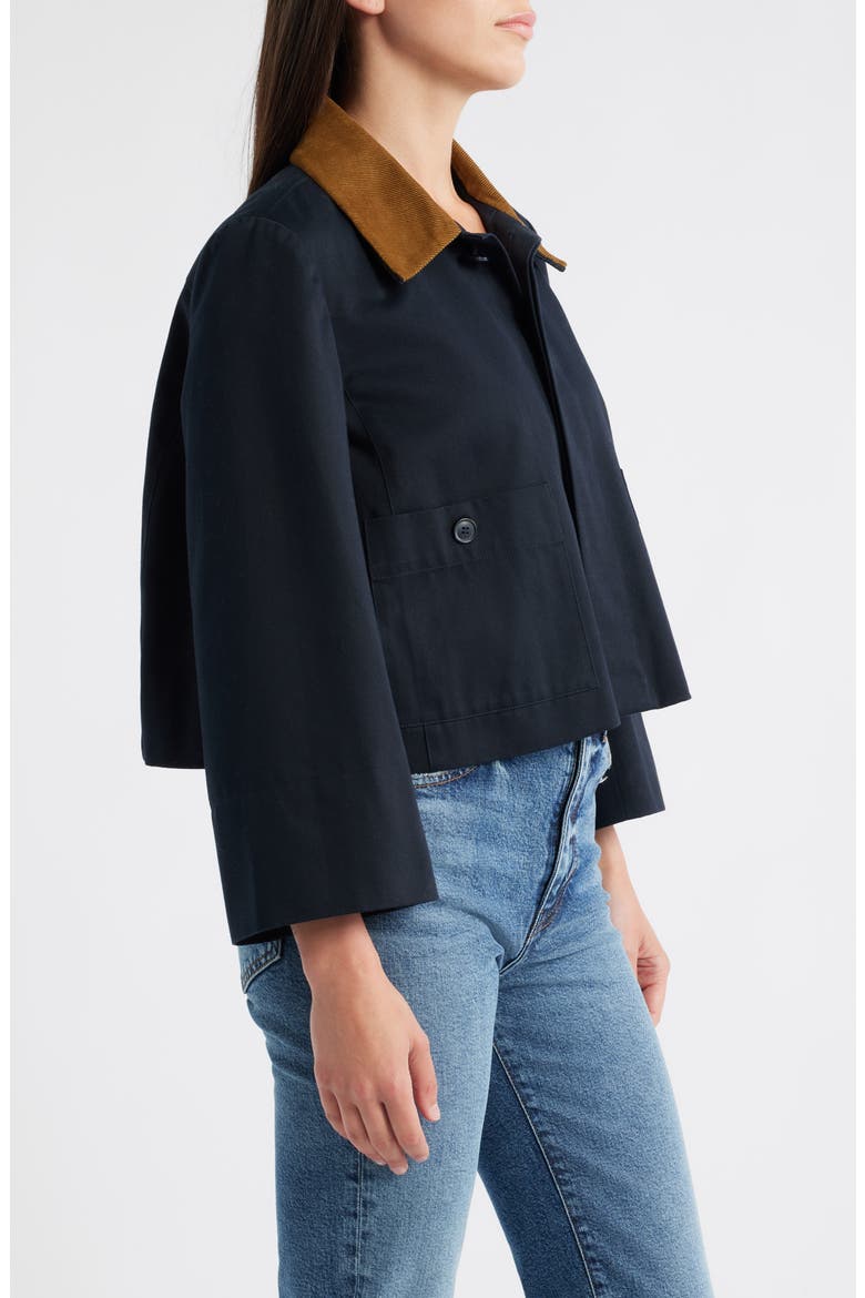 Corduroy Collar Crop Jacket, Alternate, color, NAVY