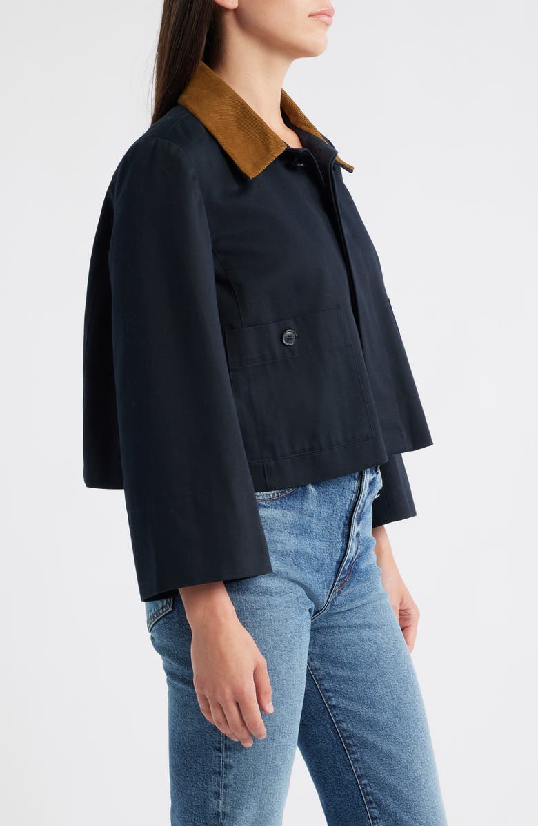 FRAME Corduroy Collar Crop Jacket, Alternate, color, Navy