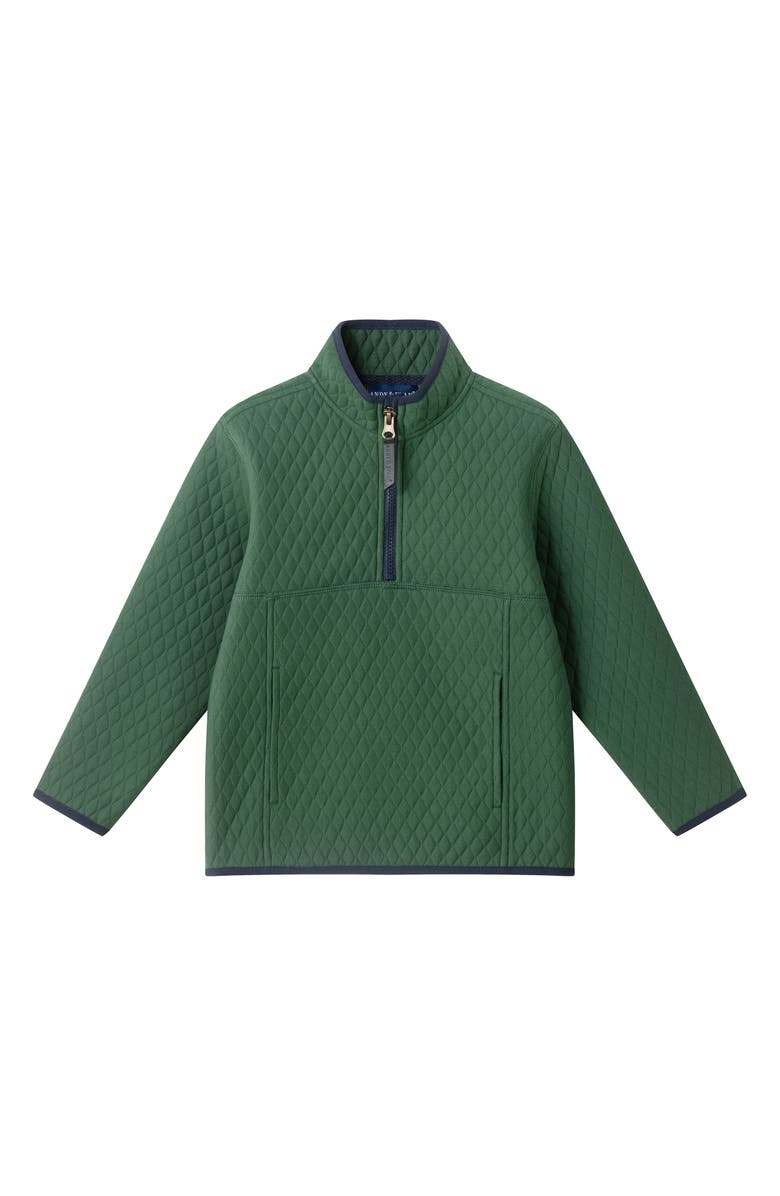 Andy & Evan Kids' Quilted Quarter Zip Pullover, Main, color, Green