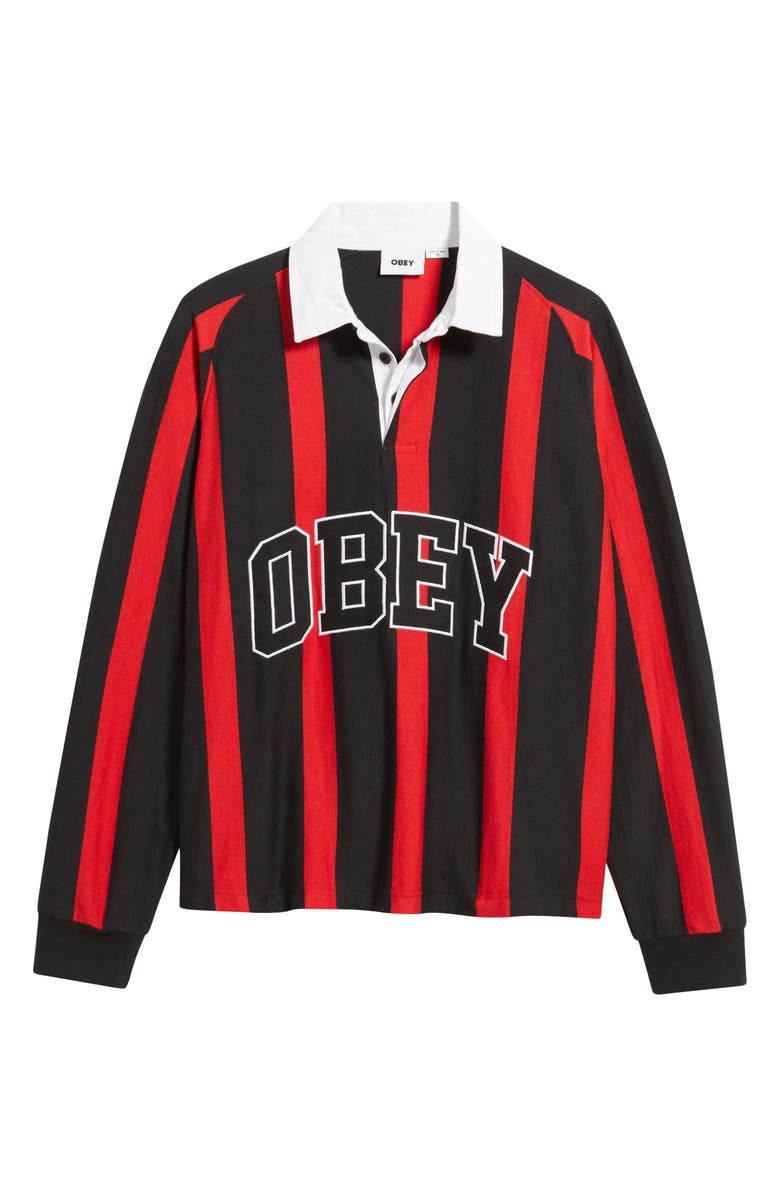 Obey Landon Stripe Rugby Shirt, Alternate, color, Black Multi