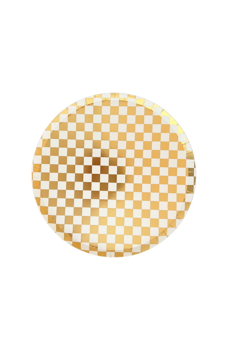 Jollity 
Co Checkered Dessert Plates, Main, color, Gold Clash