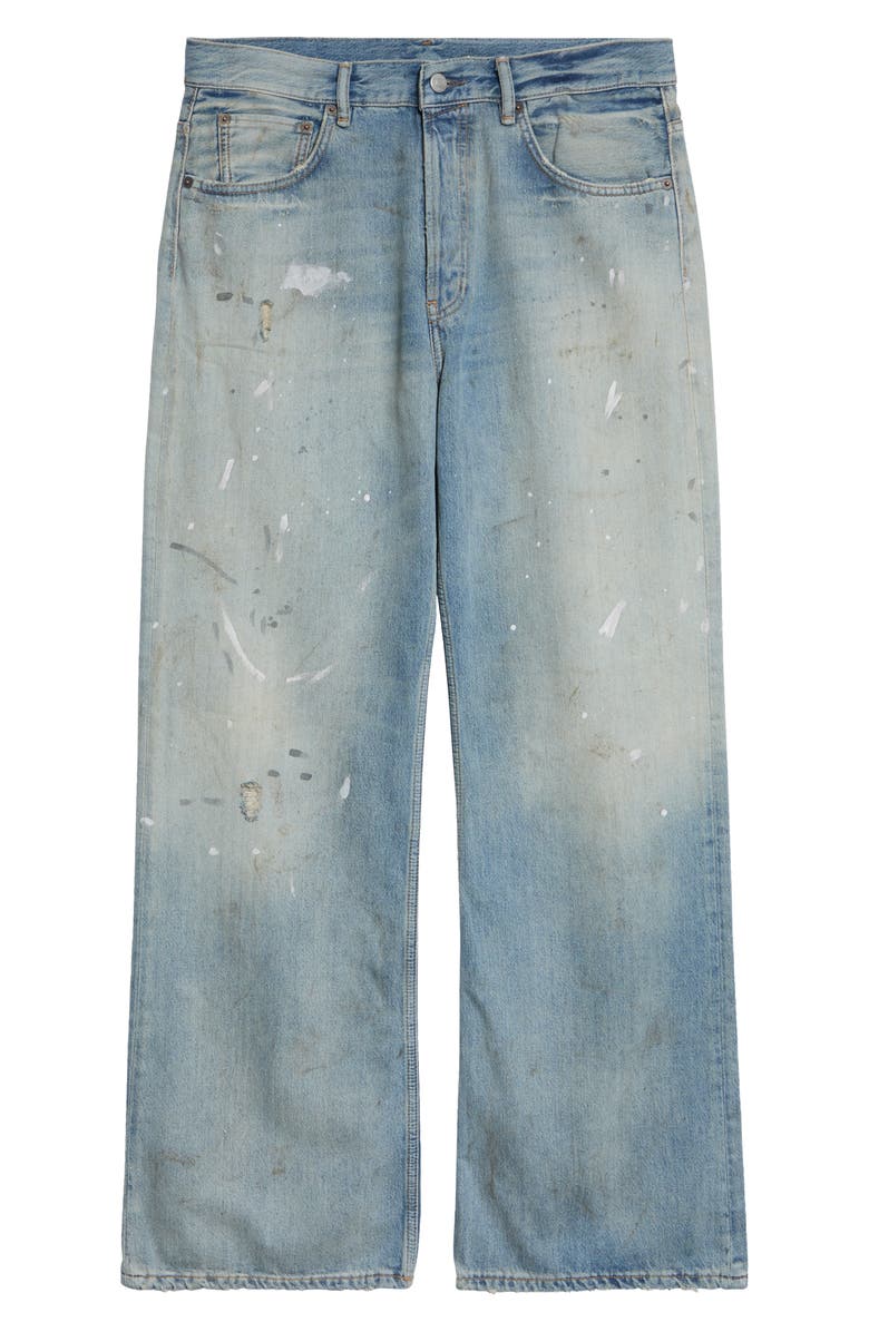 Acne Studios 2021 Trafalgar Paint Slatter Wide Leg Jeans, Main, color, Light Blue