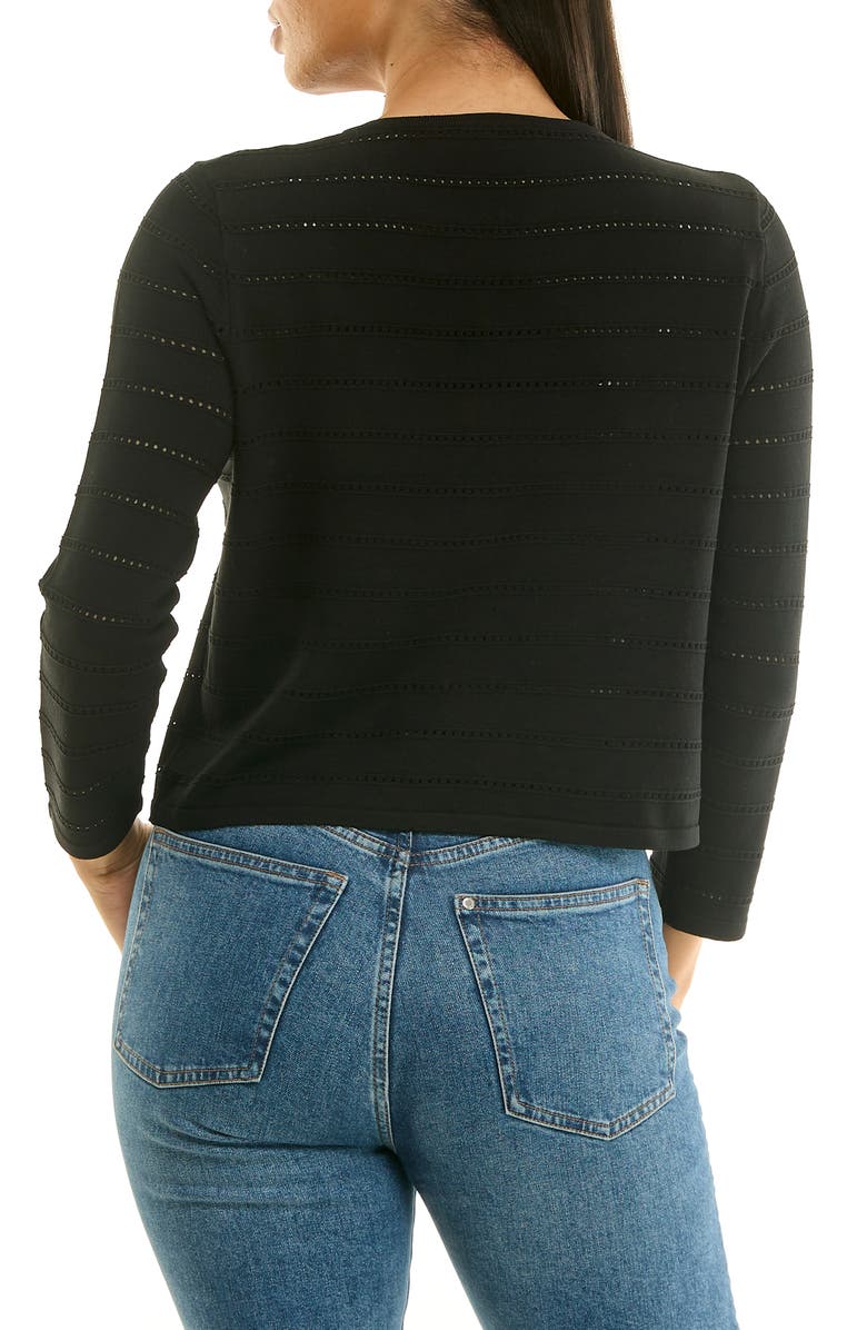 Nina Leonard Pointelle Stitch Bolero, Alternate, color, Black