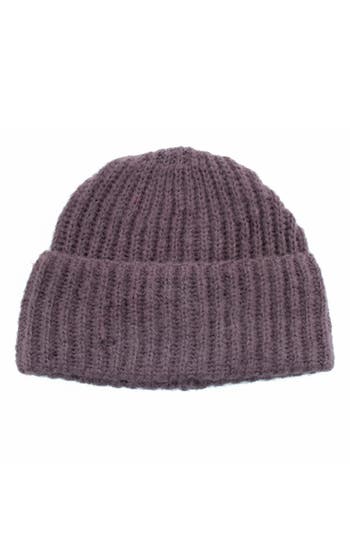 Portolano Ribbed Cuffed Beanie In Purple