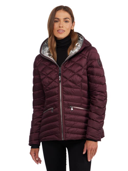 Pajar Nyota Lightweight Mixed-Diamond Quilted Packable Jacket in Ox Blood 