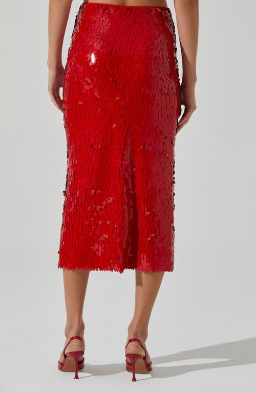 Astr The Label Amos Paillette Midi Skirt In Red