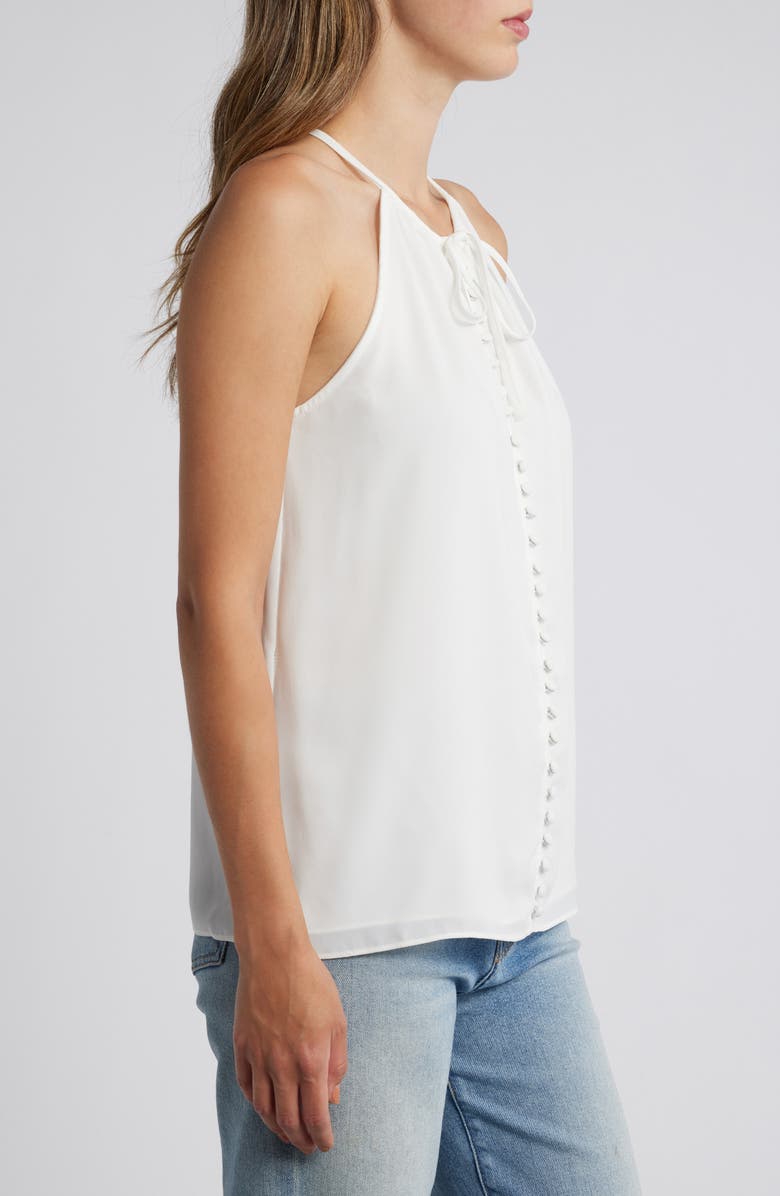 CeCe Tie Neck Georgette Top, Alternate, color, New Ivory