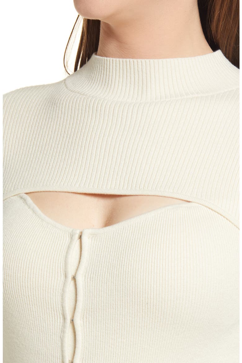 Cutout Detail Cotton Blend Corset Sweater, Alternate, color, IVORY DOVE