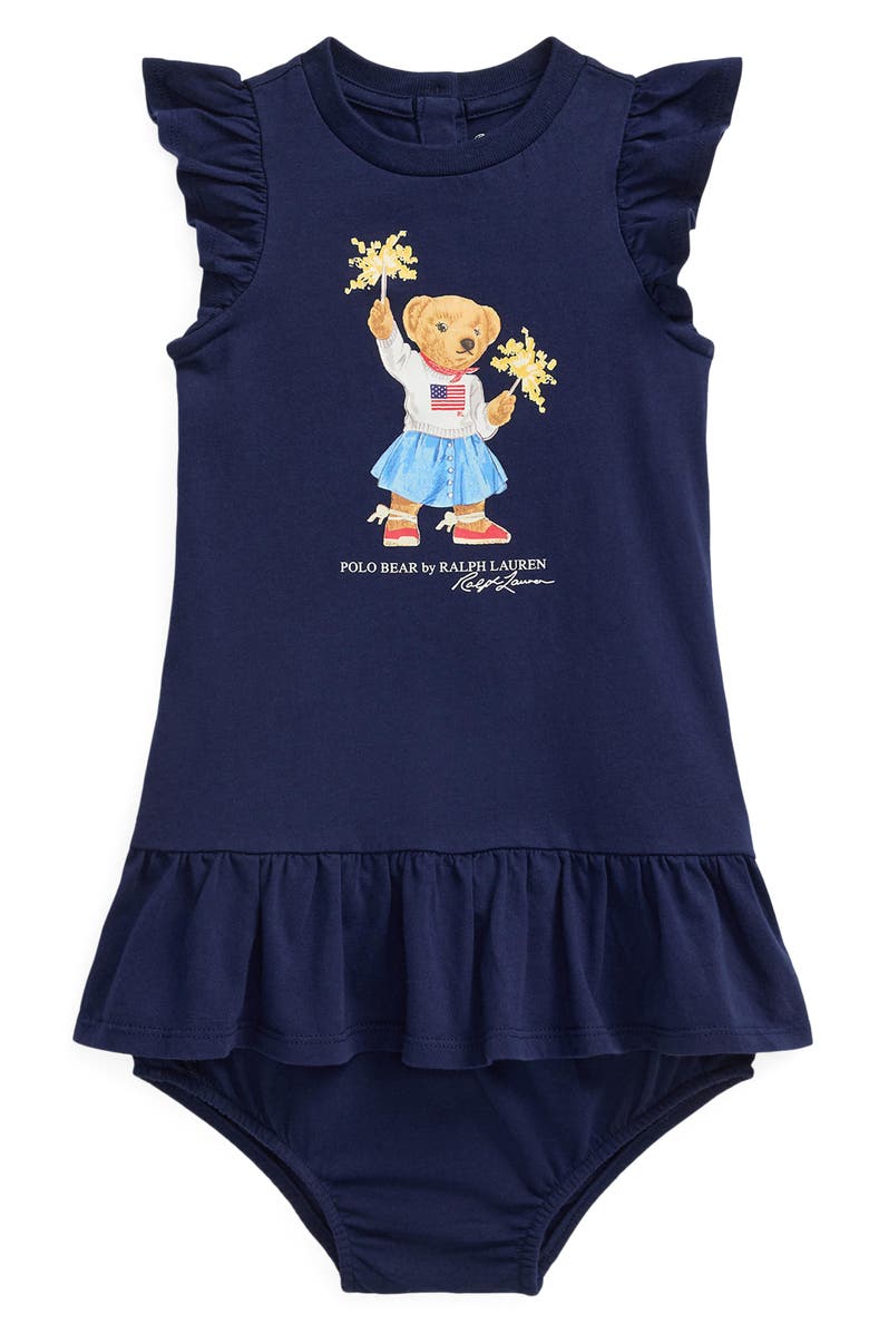 Ralph Lauren Sparkler Bear Tiered Cotton Graphic Dress
Bloomers, Main, color,