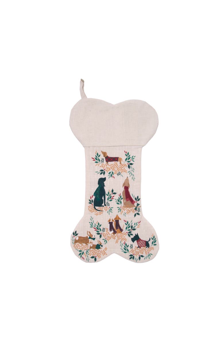 Bone Shaped Christmas Stocking, Main, color, Beige