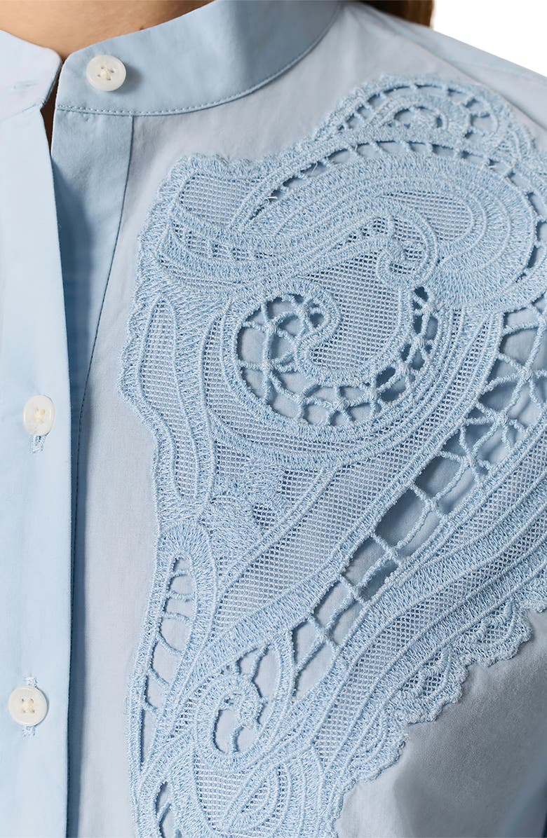 rag & bone Ainsley Lace Appliqué Cotton Button-Up Shirt, Alternate, color, Light Blue