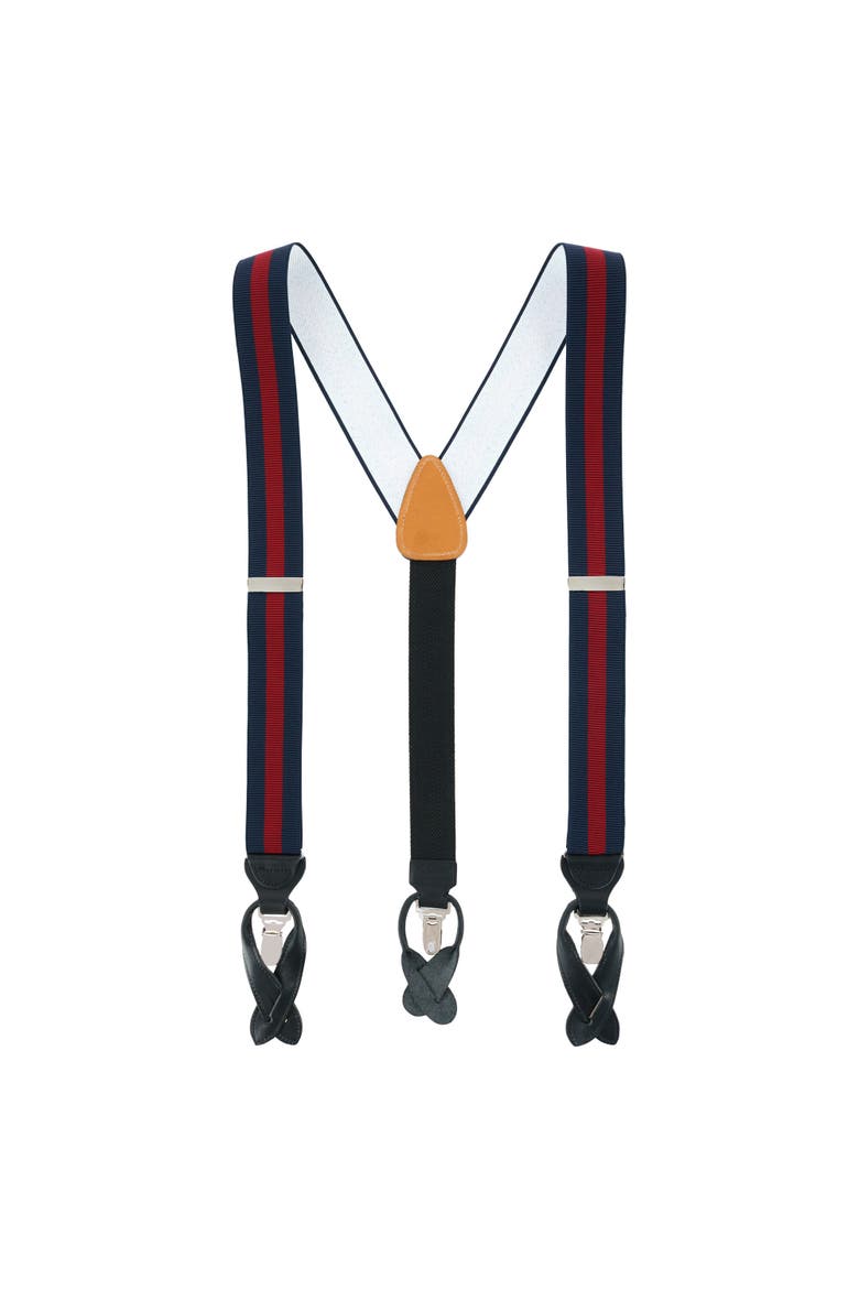 Oliver Stripe 35mm Convertible Suspenders, Alternate, color, Navy / Burgundy