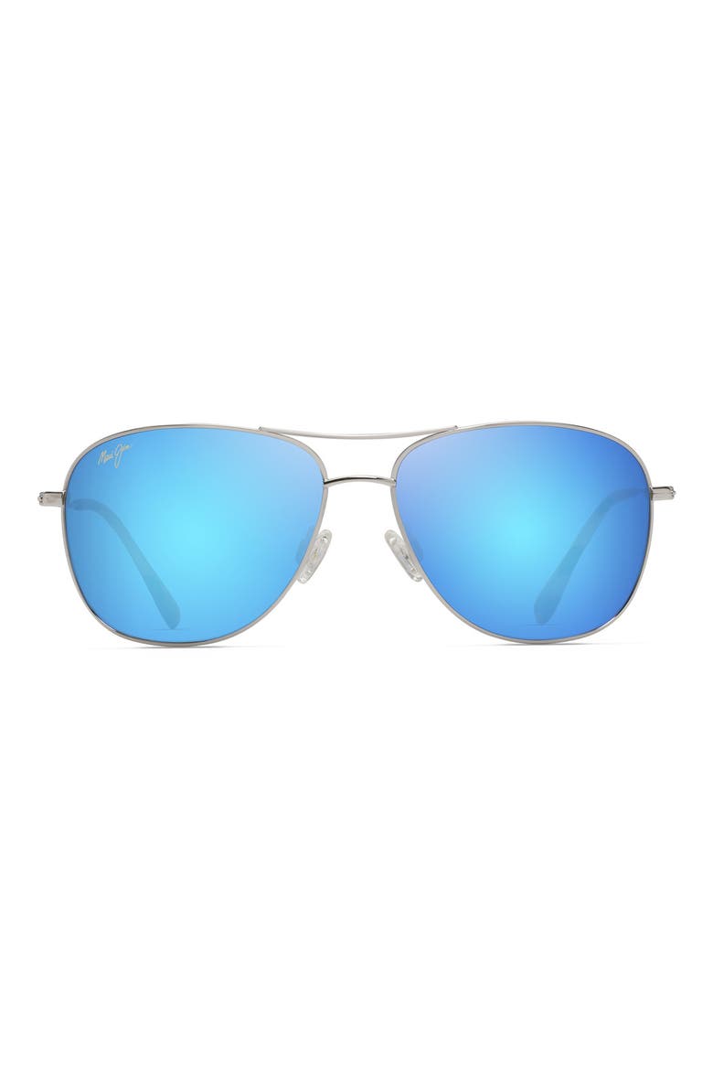 Cliff House 59mm Polarized Aviator Sunglasses, Main, color, SILVER/ BLUE HAWAII