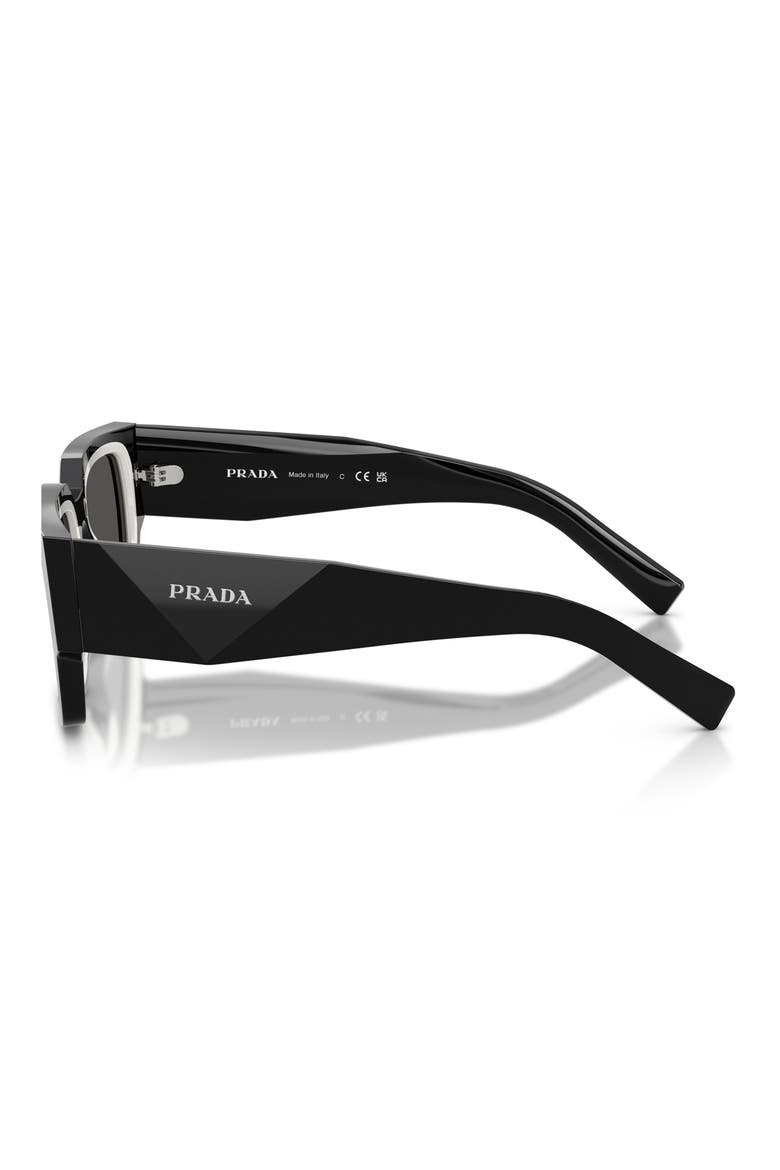55mm Rectangular Sunglasses, Alternate, color, BLACK/TALC / DARK GREY
