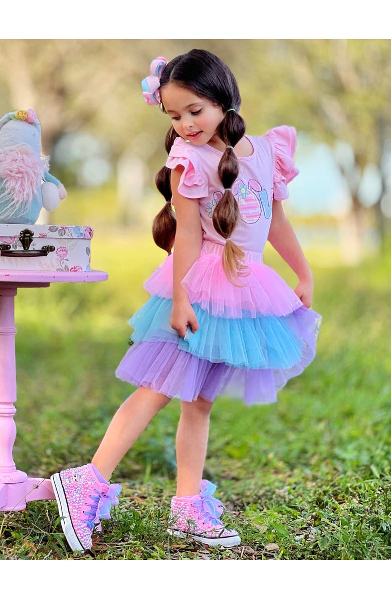 Mia Belle Girls Girls Love Easter Egg Top and Tutu Skirt Set, Alternate, color, Pink