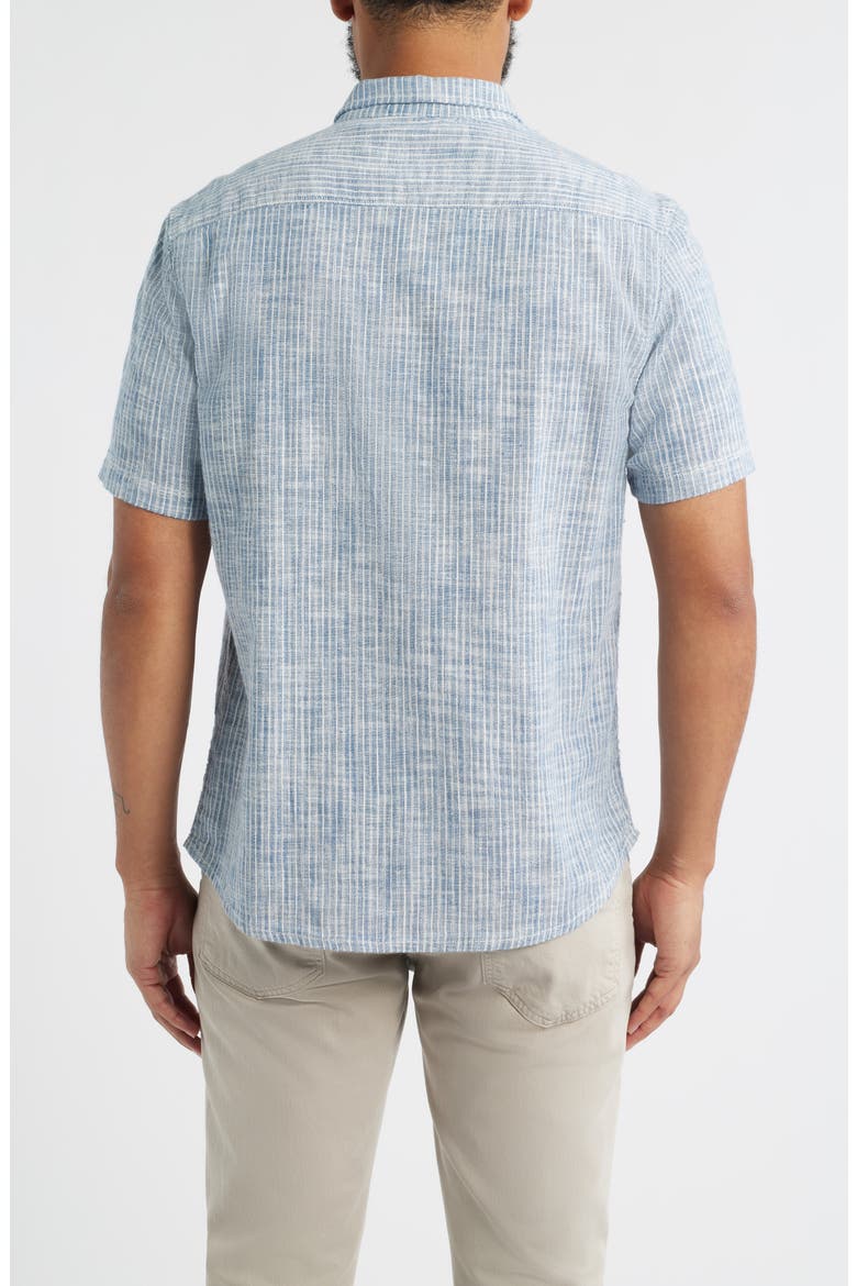 Ennis Hangin' Out Stripe Short Sleeve Stretch Cotton Button-Up Shirt, Alternate, color, INDIGO