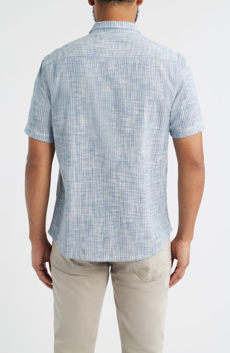 johnnie-O Ennis Hangin' Out Stripe Short Sleeve Stretch Cotton Button-Up Shirt, Alternate, color, Indigo