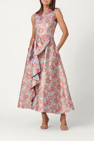 Shoshanna Midnight Vineyard Floral Jacquard Lena Dress