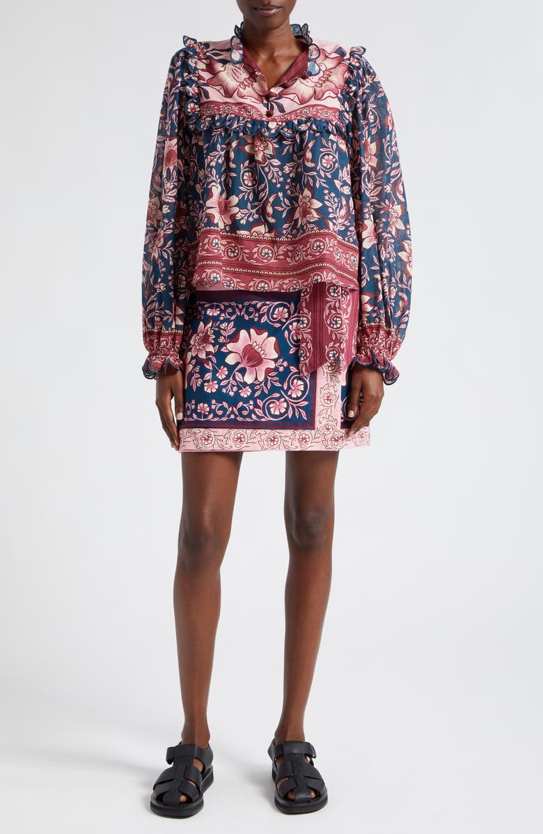 FARM Rio Ainika Charm Overlapped Denim Miniskirt, Alternate, color,