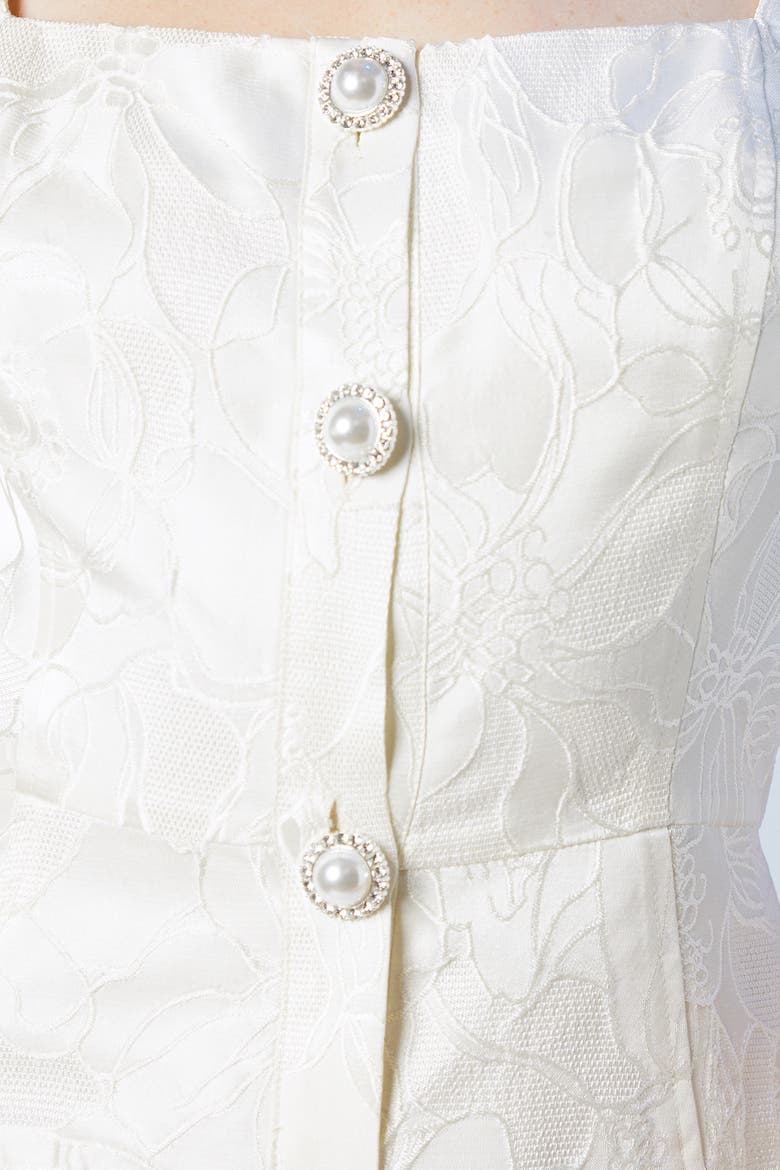 Jewel Button Bridal Mini Dress, Alternate, color, Ivory