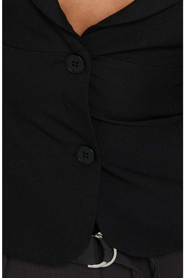 Alexandrea Plunge Button Up Top, Alternate, color, BLACK