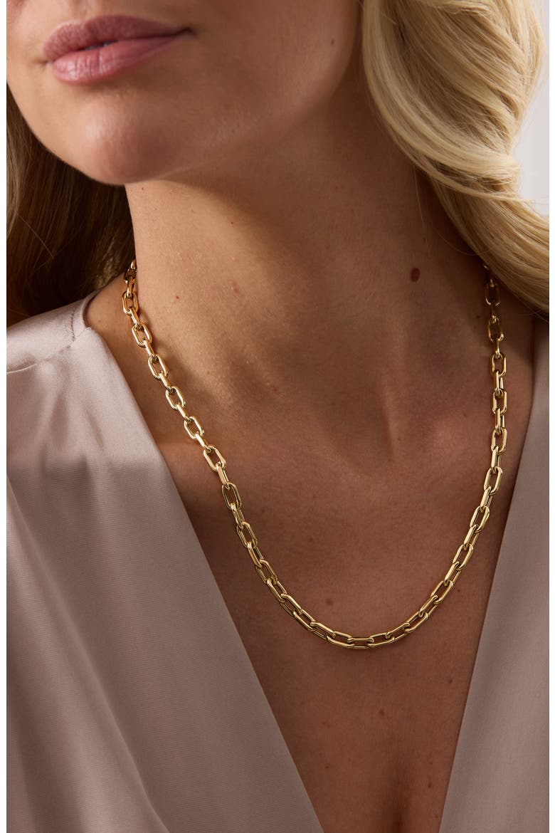 Gold Medium Rectangle Link Necklace, Alternate, color, YELLOW