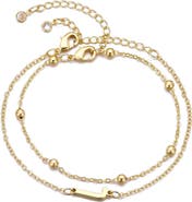 Adornia 2-Piece Initial Bead Chain Bracelet Set