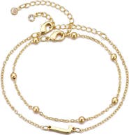 Adornia 2-Piece Initial Bead Chain Bracelet Set