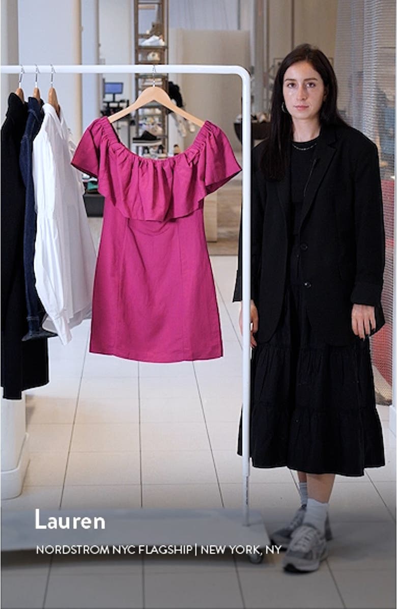 Dora Off the Shoulder Linen Blend Minidress, sales video thumbnail