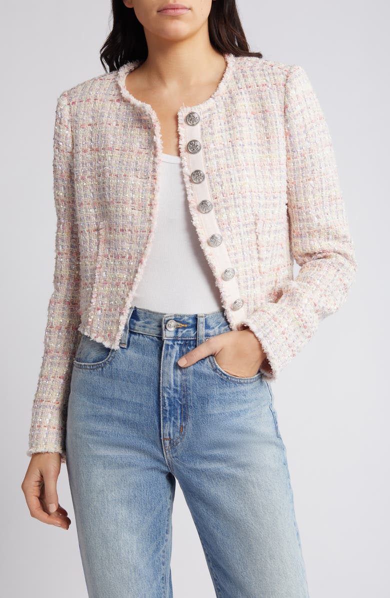 LoveShackFancy Falima Crop Tweed Jacket, Main, color,