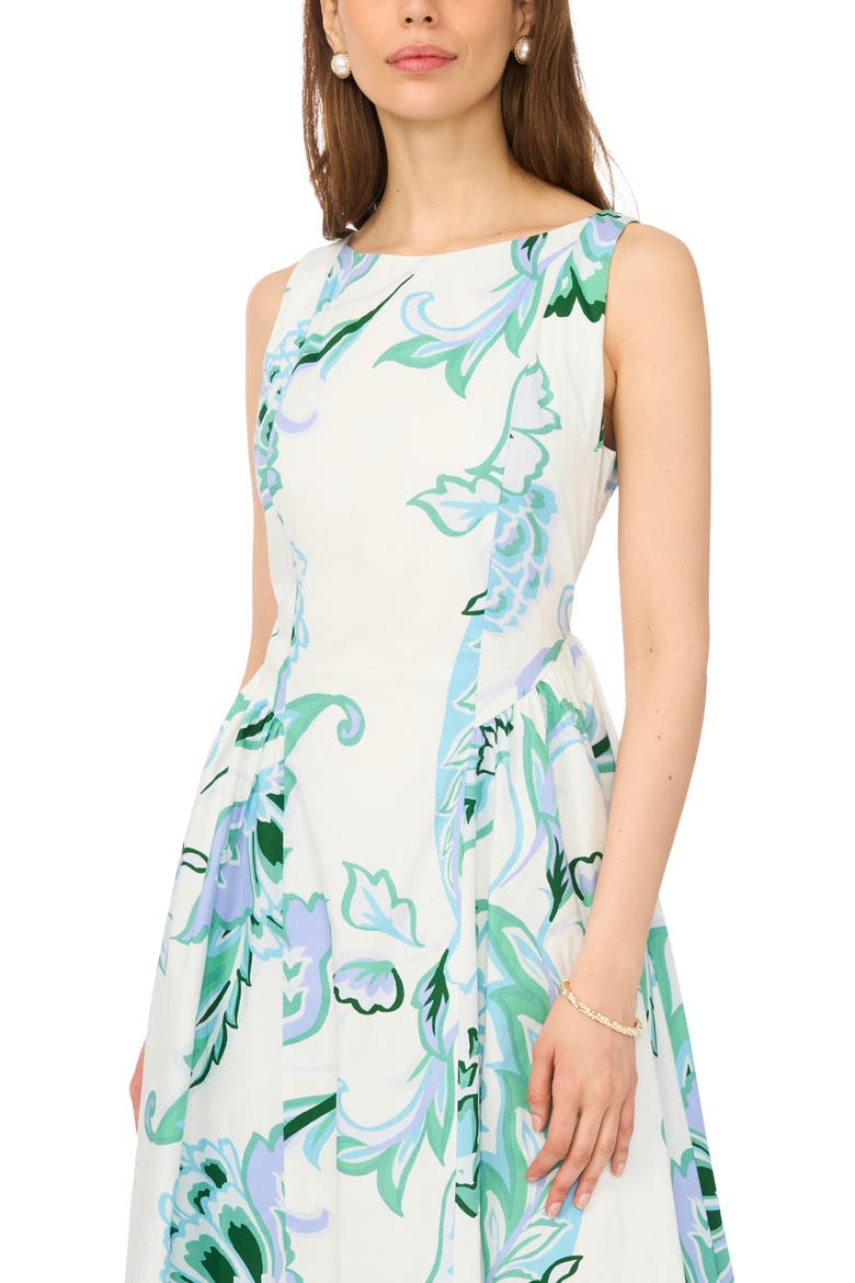 Floral Fit & Flare Cotton Midi Dress, Alternate, color, LAVENDER WAVE