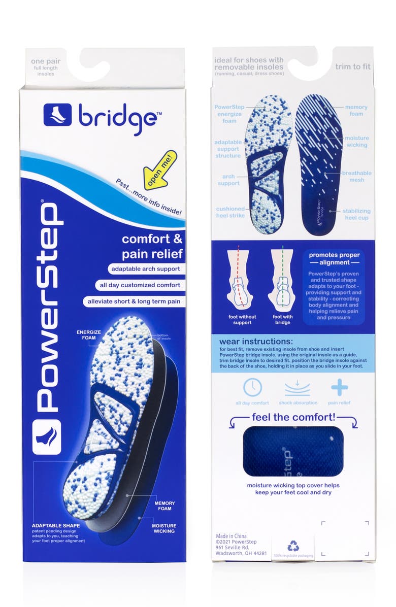 Foot Petals PowerStep Bridge Insole, Alternate, color, Blue