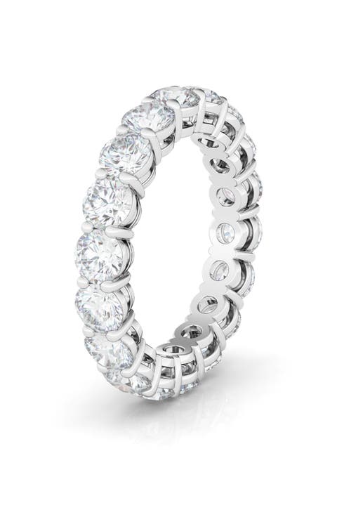 Round Cut Lab Created Diamond 18K Gold Eternity Band Ring