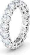 HauteCarat Round Cut Lab Created Diamond 18K Gold Eternity Band Ring