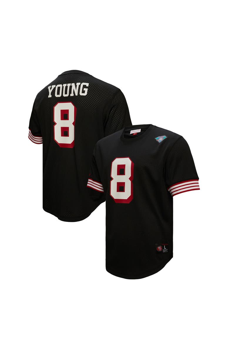 Mitchell & Ness Men's Mitchell & Ness Steve Young Black San Francisco 49ers Retired Player Name & Number Mesh Top, Main, color, Black