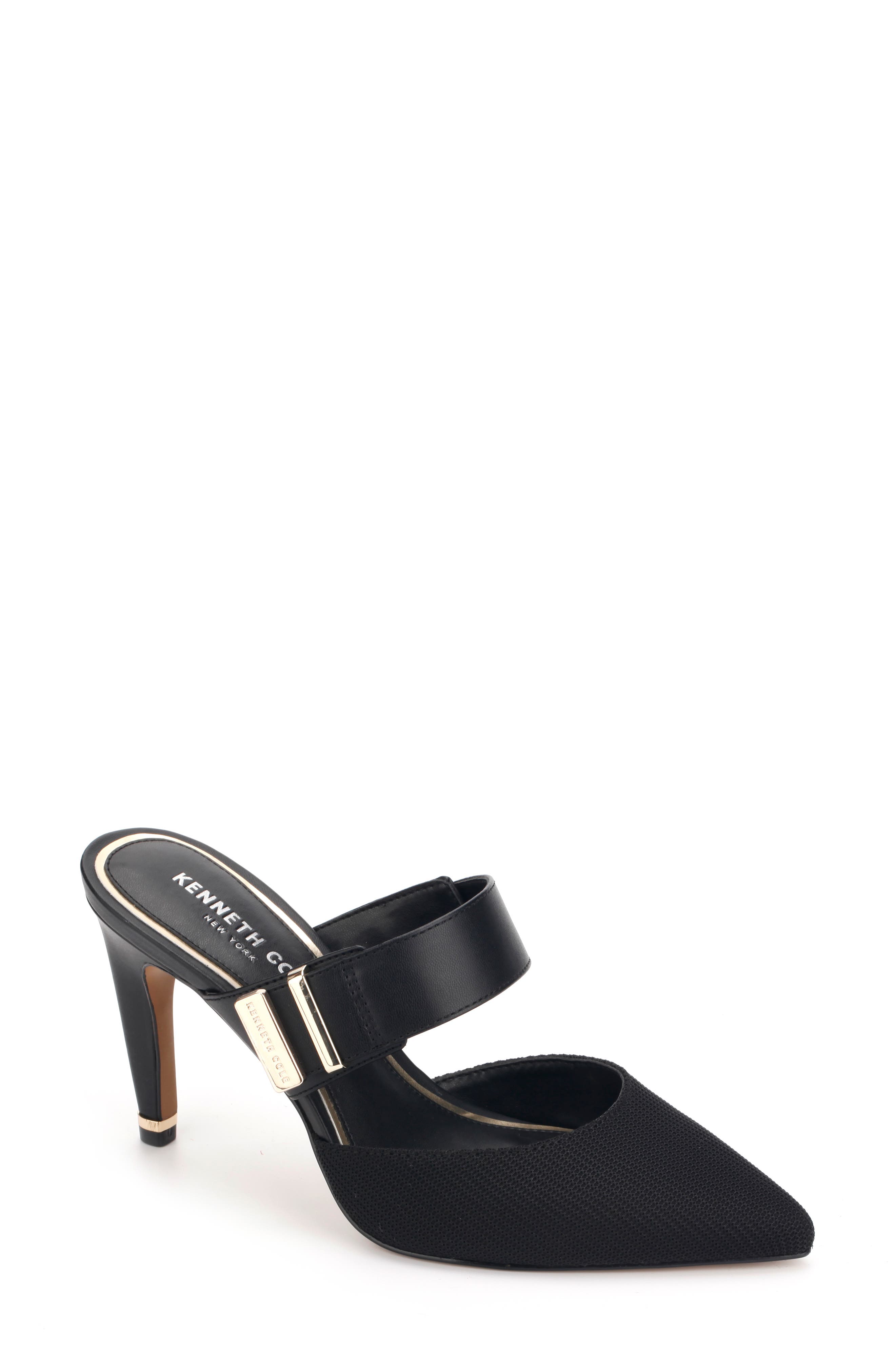 Roslyn Buckle Mule, Main, color, BLACK