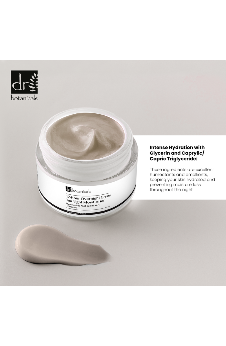 DR BOTANICALS 12-Hour Overnight Green Tea Night Moisturiser 50ml, Alternate, color, White