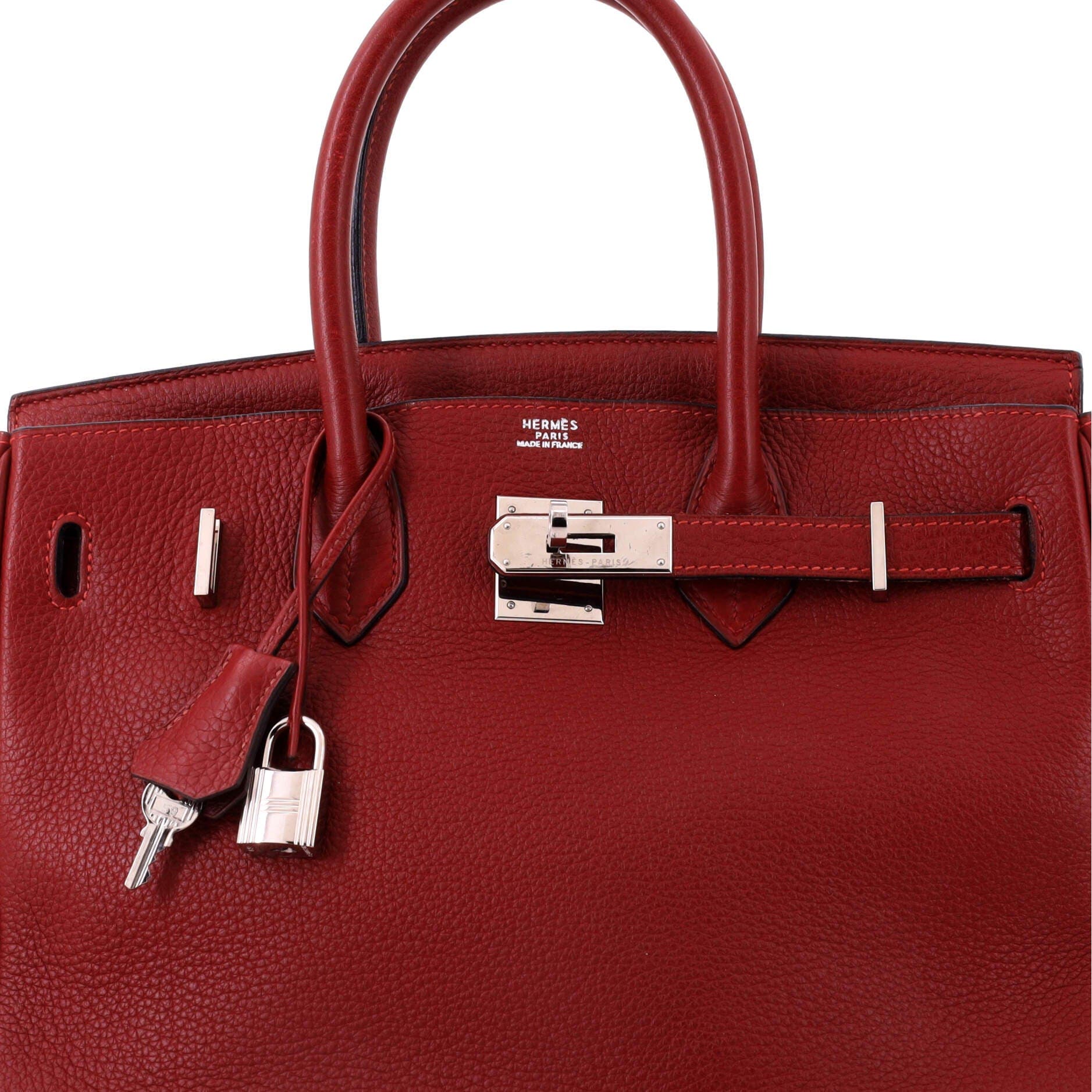 Pre-Owned Hermes Birkin Handbag Red Clemence with Palladium Hardware 30, Alternate, color, Rouge H