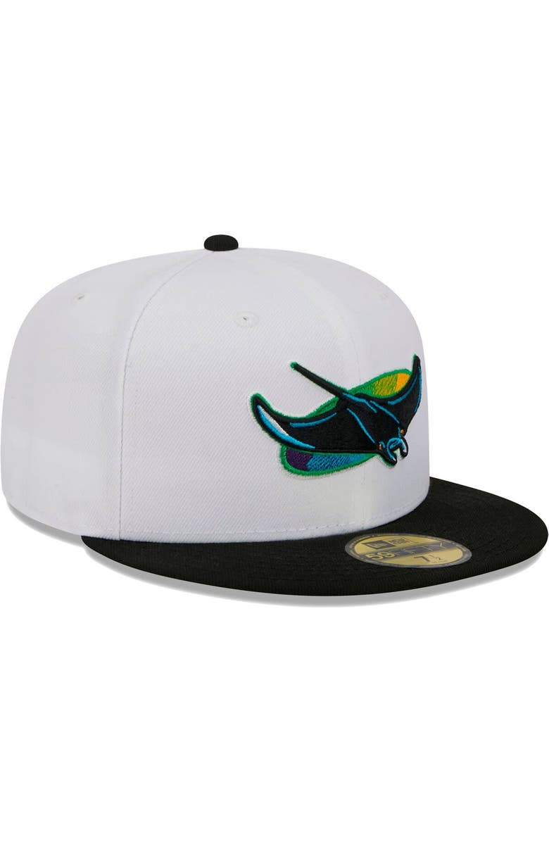 New Era Men's New Era White/Black Tampa Bay Rays Optic 59FIFTY Fitted Hat, Alternate, color, 
