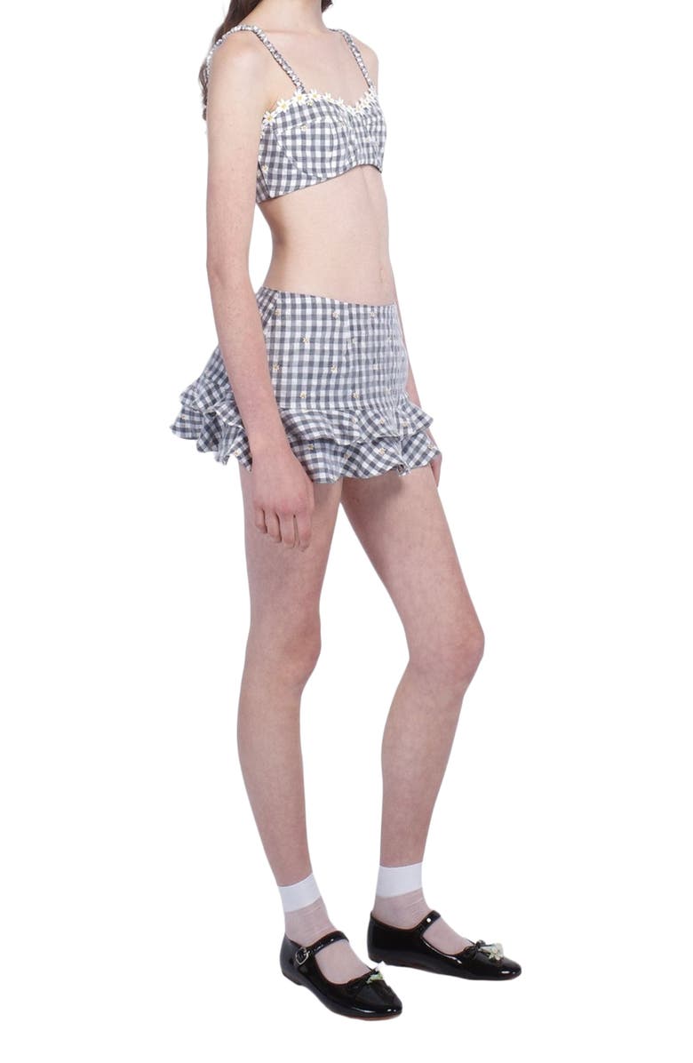 Anna Sui Daisy Embroidery On Gingham Bikini Set, Alternate, color, Black Multi