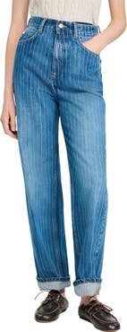 SANDRO Wide-leg pinstriped jeans