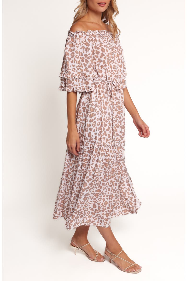 Rhody Leopard Print Off the Shoulder Maxi Dress, Alternate, color, WHITE LEOPARD