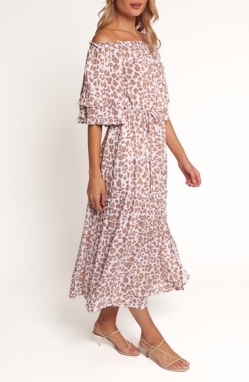 Petal And Pup Petal & Pup Rhody Leopard Print Off The Shoulder Maxi Dress In White