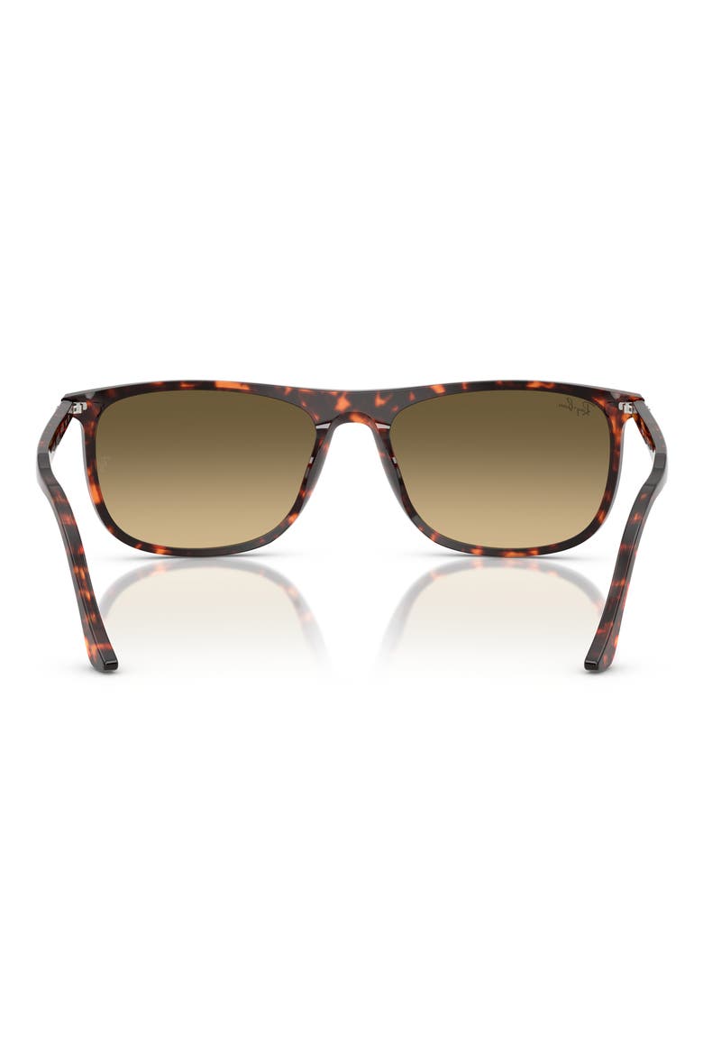 58mm Rectangle Sunglasses, Alternate, color, RED HAVANA