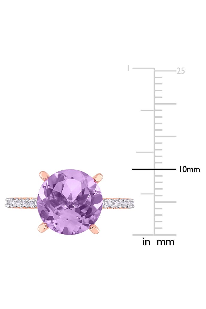Gemstones Solitaire Ring Plated Silver, Alternate, color, Amethyst/Rose-Plated